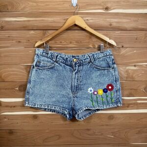 Shorts Women's Jeans Acid Wash Denim Crochet Flowers High Waist Cute‎